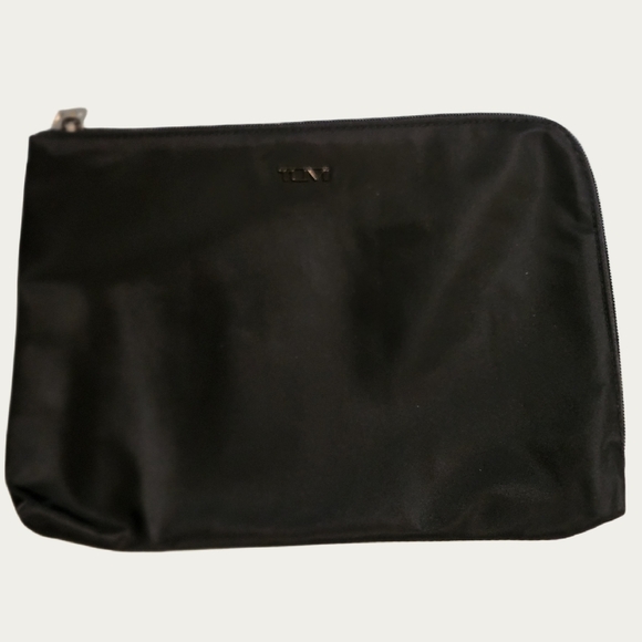 Tumi Black Accessory Bag Minimalist Design, SNAPS on Back - Picture 2 of 7